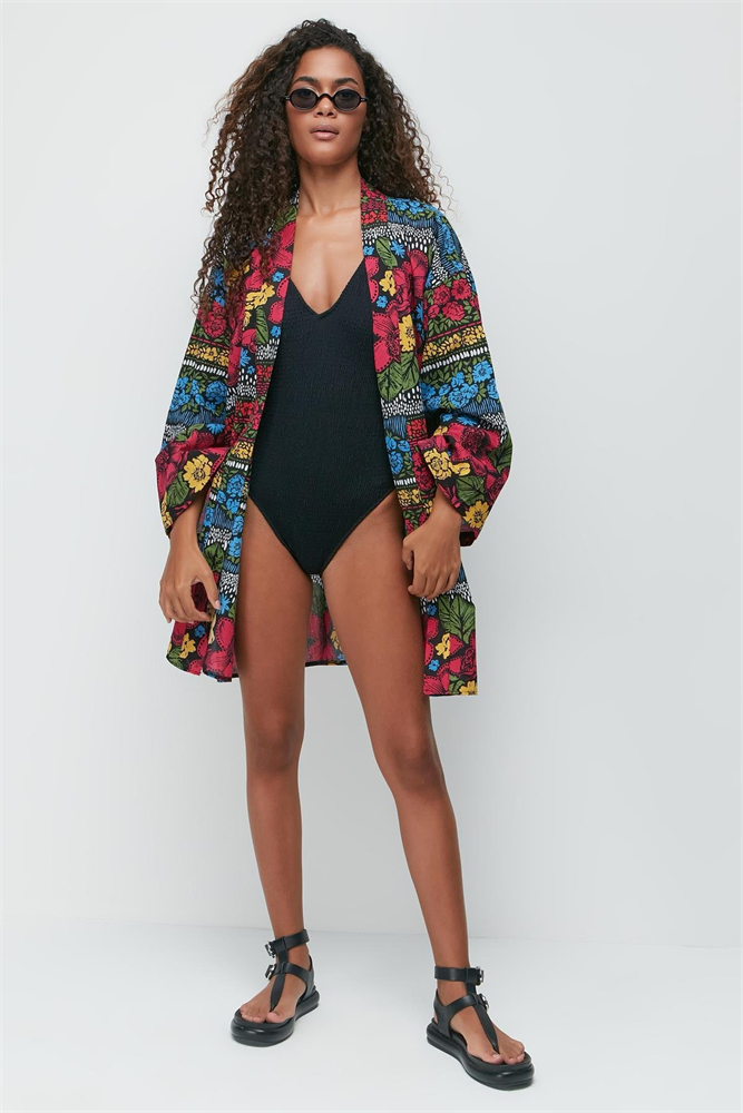 Kimono Sarong Beach Dress 22412 Multicolor